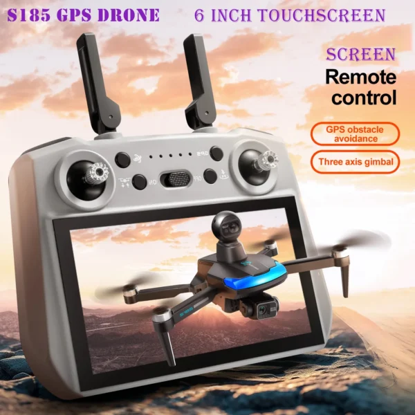 New S185 GPS Drone 3-axis PTZ with Large Touch Screen 360° Laser Obstacle Avoiding Sending Memory Card Brushless FPV Dron 28min