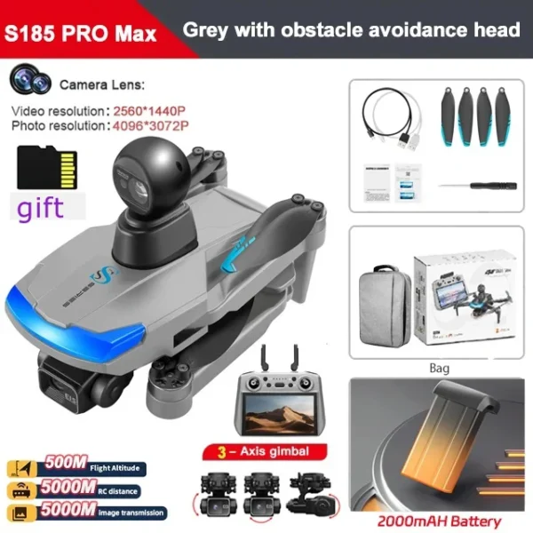 New S185 GPS Drone 3-axis PTZ with Large Touch Screen 360° Laser Obstacle Avoiding Sending Memory Card Brushless FPV Dron 28min