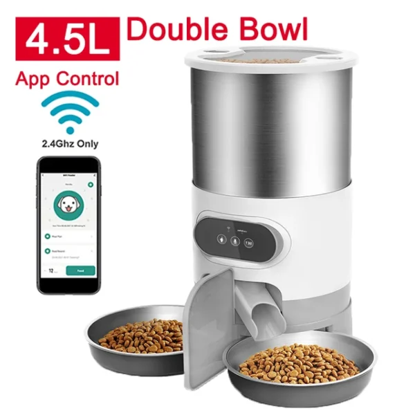 Cat Timing Feeder Smart APP Cat Feeder With Double Meal Pet Dog Food Automatic Dispenser Suitable Small Cats Dogs Remote Feeding