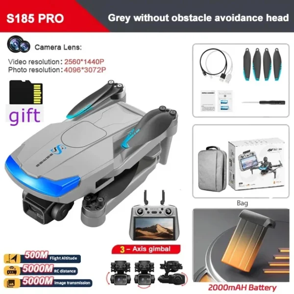 New S185 GPS Drone 3-axis PTZ with Large Touch Screen 360° Laser Obstacle Avoiding Sending Memory Card Brushless FPV Dron 28min