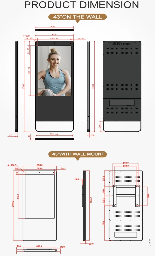 Personal Trainer Mirror Floor Standing LCD AI Artificial Home Gym Strength Smart Sports Fitness Mirror
