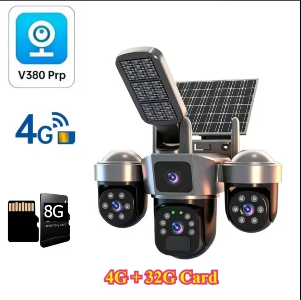 4G Sim Card Solar CCTV PTZ  Outdoor Wireless Human Detection PIR WiFi IP Camera with Siren Solar Powered CCTV Solar Light
