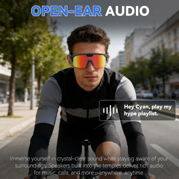 2026New AI Smart Glasses 1200P Camera 4K Anti-Shake Cycling Windproof Goggles AI Voice Translator Call Open Ear Audio Sunglasses