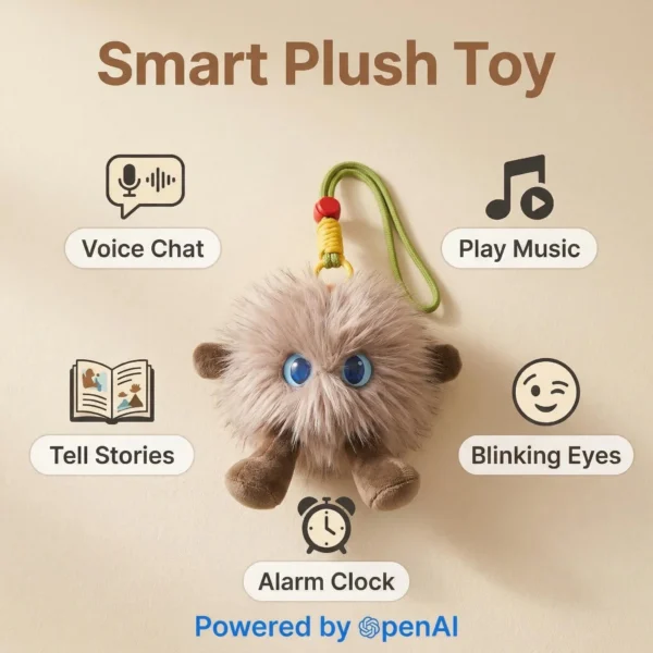 Smart Voice AI Multilingual Plush Toy LED Eyes Interactive Companion forKids Storytelling Music Playback Entertaining Gift E-Pet