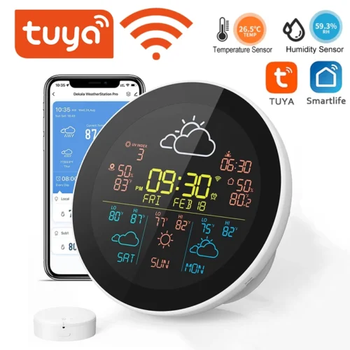 WiFi Weather Clock 3-Day Weather Forecast Weather Station Wireless Smart Thermometer Hygrometer Remote Gauge Alarm Clock