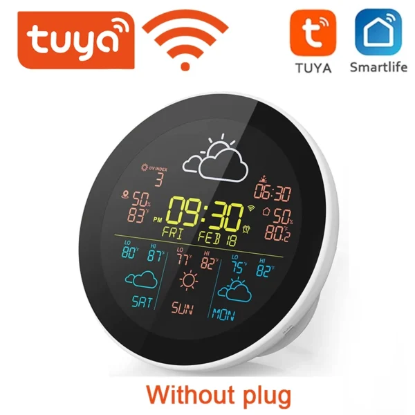 WiFi Weather Clock 3-Day Weather Forecast Weather Station Wireless Smart Thermometer Hygrometer Remote Gauge Alarm Clock