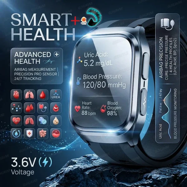 2026New Health Watch Blood Pressure Accurate Measure Smart Watches Men Uric Acid Blood Lipids waterproof Airbag Smartwatch Women