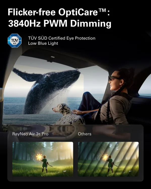 Air 3S Pro smart AR glasses, equivalent to 4 meters 135 inches, 3D surround sound, 120Hz.And RayNeo Air 4