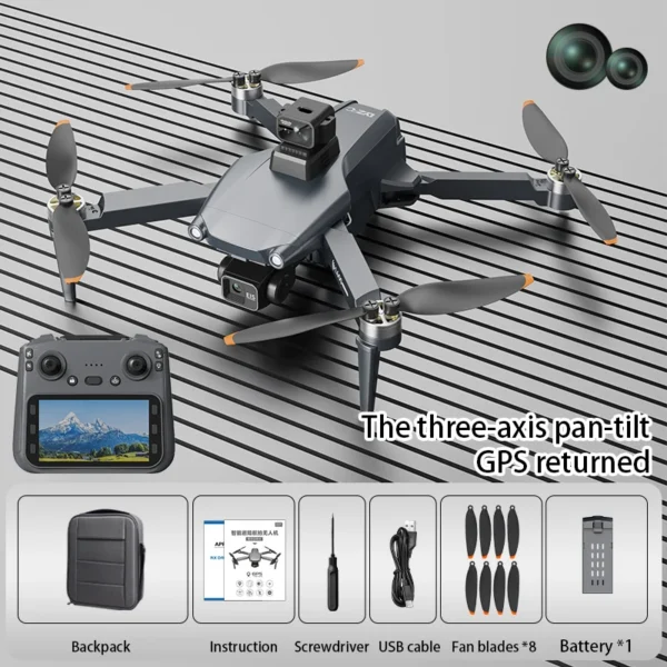 New L600 Pro Max Professional Drone With 8K Camera 3-Axis Gimbal WIFI 360° Obstacle Avoidance Large Screen FPV Brushless RC Dron
