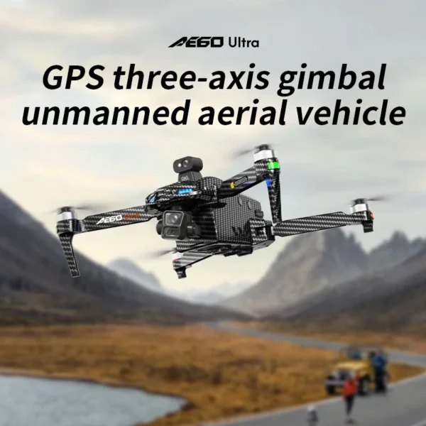 New AE60 GPS RC Drone 8K Professional HD Camera Brushless 3-Axis Gimbal Obstacle Avoidance Large Screen FPV Drones RC Quadcopter