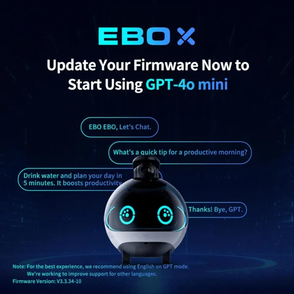 EBO X Home Guardian Robot 4K Camera with Night Vision, HARMAN Sound Effect, Intelligent AI Language Control, Guardian Warning