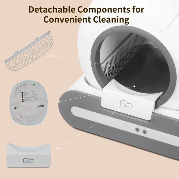 65L Self-Cleaning Cat Litter Box App Control, ONLY Supports 2.4G WiFi w/Litter Mat&Trash Bags, Fit for Tofu & Mixed Litter