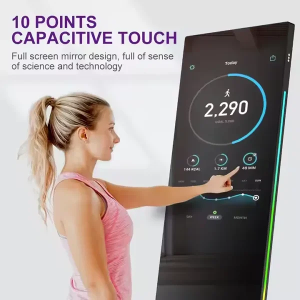 Personal Trainer Mirror Floor Standing LCD AI Artificial Home Gym Strength Smart Sports Fitness Mirror