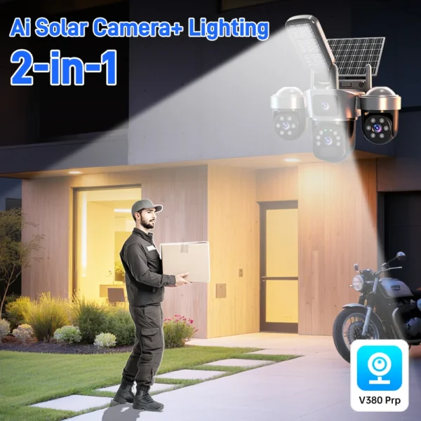 4G Sim Card Solar CCTV PTZ  Outdoor Wireless Human Detection PIR WiFi IP Camera with Siren Solar Powered CCTV Solar Light