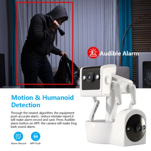 1080P 5G Dual Lens Robot Dog Camera 4MP Yoosee APP Robot Dog Camera Full Color PTZ IP Dome Camera Home Security CCTV Baby Monito