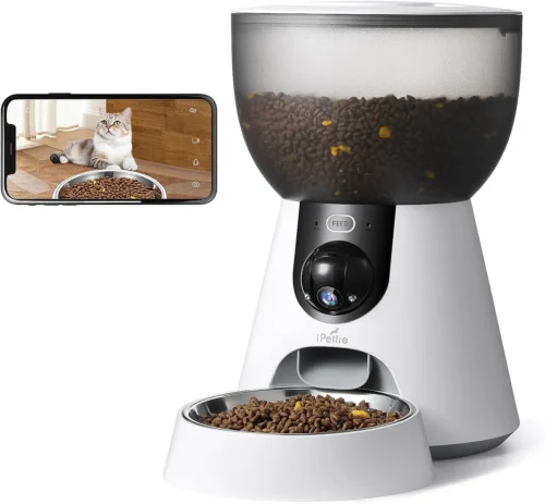 Smart Automatic Pet Feeder with 160° Camera, 5G WiFi, 2K HD, Motion Detection, Voice Interaction & Night Vision