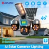4G Sim Card Solar CCTV PTZ  Outdoor Wireless Human Detection PIR WiFi IP Camera with Siren Solar Powered CCTV Solar Light
