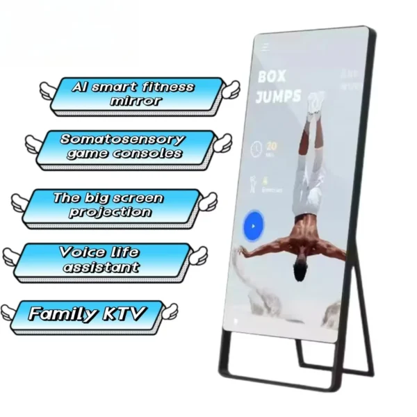 Personal Trainer Mirror Floor Standing LCD AI Artificial Home Gym Strength Smart Sports Fitness Mirror