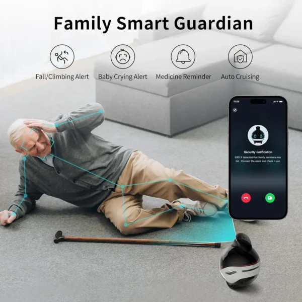EBO X Home Guardian Robot 4K Camera with Night Vision, HARMAN Sound Effect, Intelligent AI Language Control, Guardian Warning
