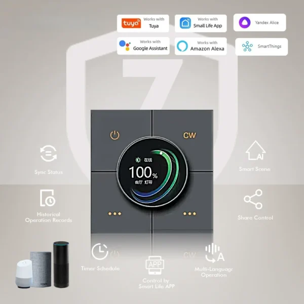 Tuya Smart Home  Zigbee Rotary Smart Dimmer Wall Button Scene Composite Switch For Smart Home Works With Alexa Google Assistant