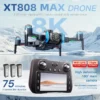 XT808 GPS Drone Professional 8K HD Dual Camera  Brushless Motor 5G WIFI FPV Foldable Screen Display RC Quadcopter toy