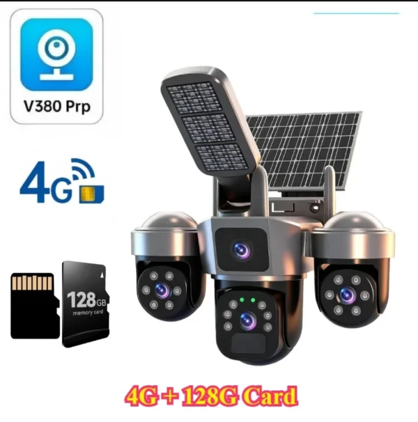 4G Sim Card Solar CCTV PTZ  Outdoor Wireless Human Detection PIR WiFi IP Camera with Siren Solar Powered CCTV Solar Light