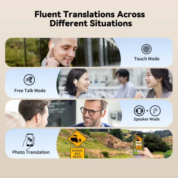 Wooask M9 Translator Earbuds,OWS Two-Way Real Time Translator Earphone ,Online 144 Languages with 11 Offline Packs, No WiFi Need