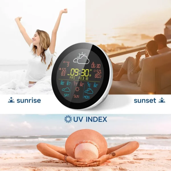 WiFi Weather Clock 3-Day Weather Forecast Weather Station Wireless Smart Thermometer Hygrometer Remote Gauge Alarm Clock