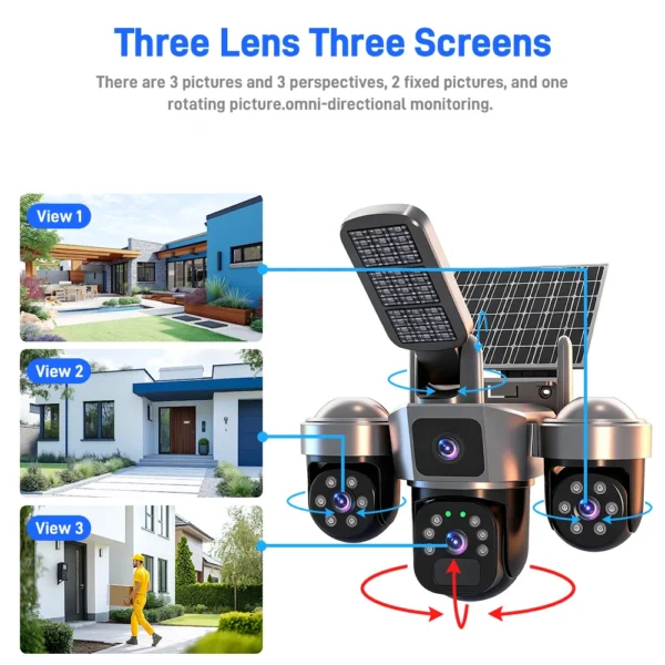 4G Sim Card Solar CCTV PTZ  Outdoor Wireless Human Detection PIR WiFi IP Camera with Siren Solar Powered CCTV Solar Light