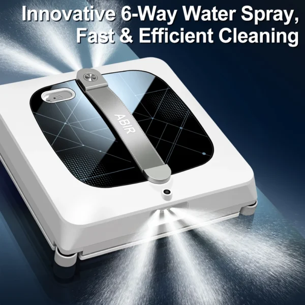 Window Cleaning Robot ABIR WD10,Dual Roller Brushes, 4 Corner Brushes,6-Way Water Spary,10000PA Suction,Wet Wash & Scrub Combo