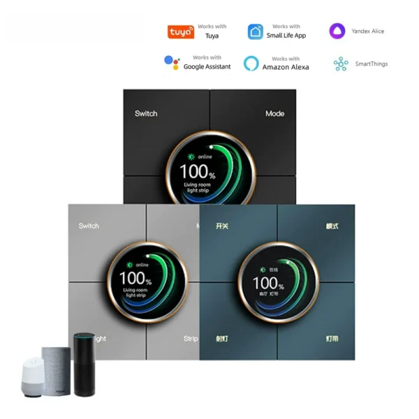 Tuya Smart Home  Zigbee Rotary Smart Dimmer Wall Button Scene Composite Switch For Smart Home Works With Alexa Google Assistant