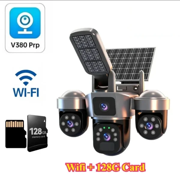 4G Sim Card Solar CCTV PTZ  Outdoor Wireless Human Detection PIR WiFi IP Camera with Siren Solar Powered CCTV Solar Light