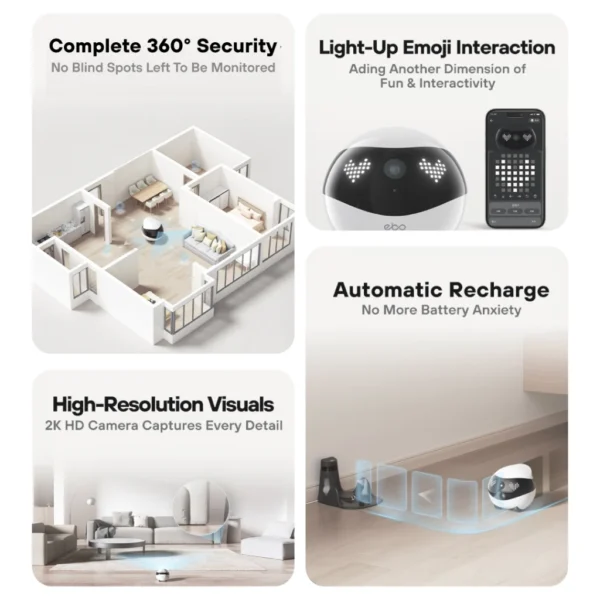 Enabot EBO AIR2 Intelligent Robot Wireless Camera Robot Remote Monitoring Pet Companion Robot Realtime Control Custom Gift