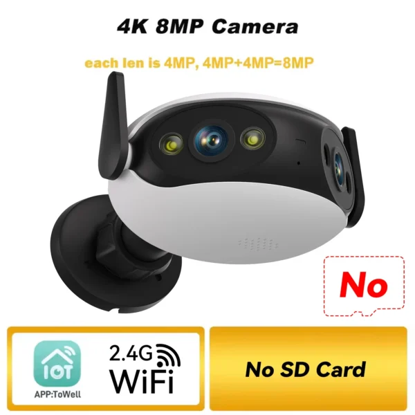 Securexpert 4K 8MP Outdoor WiFi Panoramic Camera 180° Wide Angle Night Vision Motion Detection Security Surveillance Video Cam