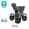 4G Sim Card Solar CCTV PTZ  Outdoor Wireless Human Detection PIR WiFi IP Camera with Siren Solar Powered CCTV Solar Light