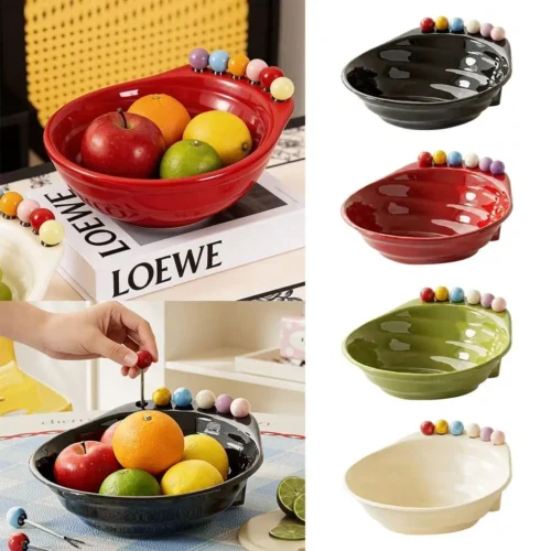 Multicolor Fruit Bowl with Forks ABS Plastic Kitchen Supplies Fruit Serving Plate Large Capacity Snack Plate Home Decoration