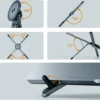 Portable Magnetic Phone Holder & Selfie Stick 3-in-1 Foldable Tripod Stand for iPhone iPad Tablet Laptop Desktop Use