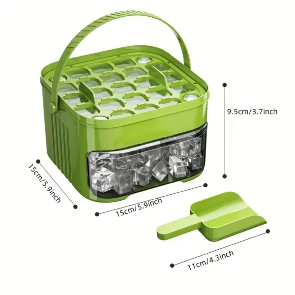 Compact Double Layer Ice Cube Tray with Lid and Bin, Pull-Out Ice Drawer with Portable Handle, Kitchen Accessories, Gadgets