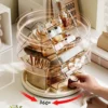 1PC 360° Rotating Clear Makeup Organizer, Multi-Tier Cosmetic Storage Box，Acrylic Transparent Beauty Organizer with Brush Holder