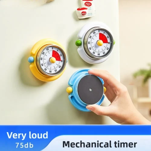 60Min Mechanical Visual Timer Magnetic Countdown Clock No Battery Visual Display Time Management Tool for Home Office Kitchen