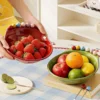 Multicolor Fruit Bowl with Forks ABS Plastic Kitchen Supplies Fruit Serving Plate Large Capacity Snack Plate Home Decoration