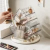 1PC 360° Rotating Clear Makeup Organizer, Multi-Tier Cosmetic Storage Box，Acrylic Transparent Beauty Organizer with Brush Holder