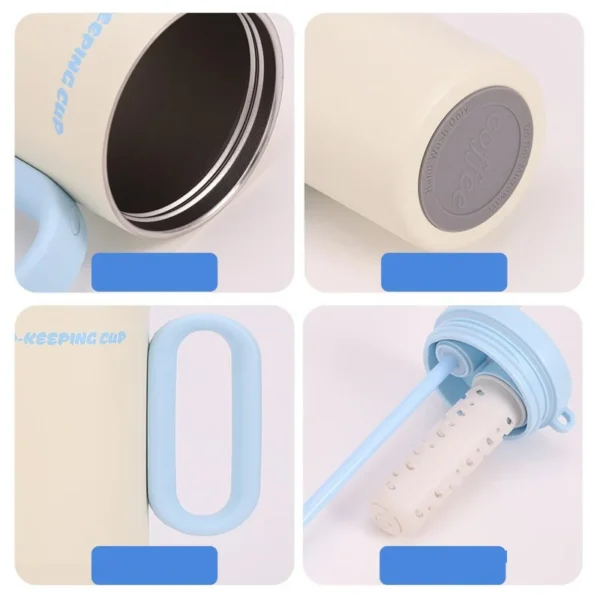 JUSTINLAU 1 Piece Stainless Steel Insulated Cup Car  Insulated Straw Cup 750ml with Handle  Stylish Outdoor Insulated Coffee Cup