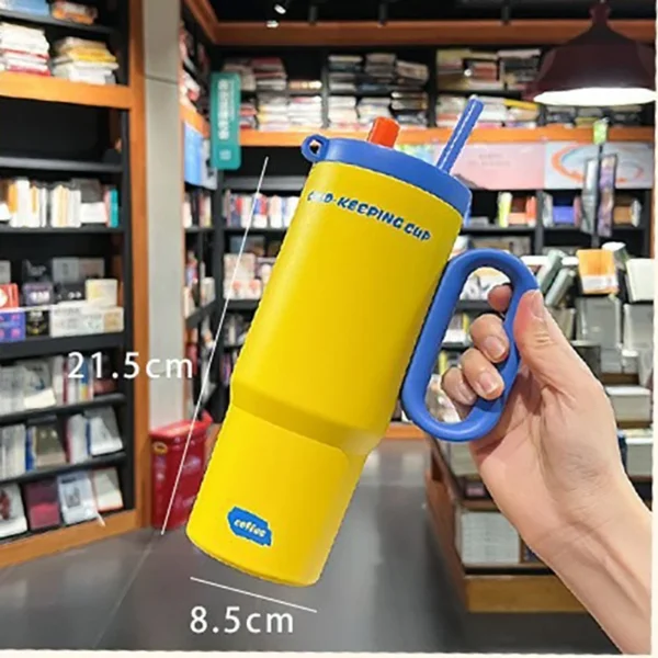 JUSTINLAU 1 Piece Stainless Steel Insulated Cup Car  Insulated Straw Cup 750ml with Handle  Stylish Outdoor Insulated Coffee Cup