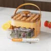 Compact Double Layer Ice Cube Tray with Lid and Bin, Pull-Out Ice Drawer with Portable Handle, Kitchen Accessories, Gadgets