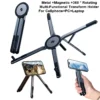 Portable Magnetic Phone Holder & Selfie Stick 3-in-1 Foldable Tripod Stand for iPhone iPad Tablet Laptop Desktop Use