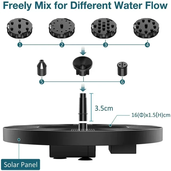 13cm, 16cm, 18cm Floating Solar Fountain Pumps - Perfect for Bird Baths, Garden Outdoor Water Pool and Pond Decoration