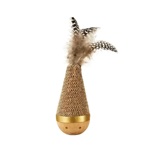 Portable Cat Tumbler Wobbler with Colorful Feather Wear-Resistant Interactive Twist Toy for Indoor Pets