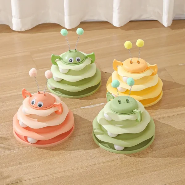 1pcs Cat toy little bee play plate spinning ball amusement ice cream funny relief artifact three layers to relieve boredom