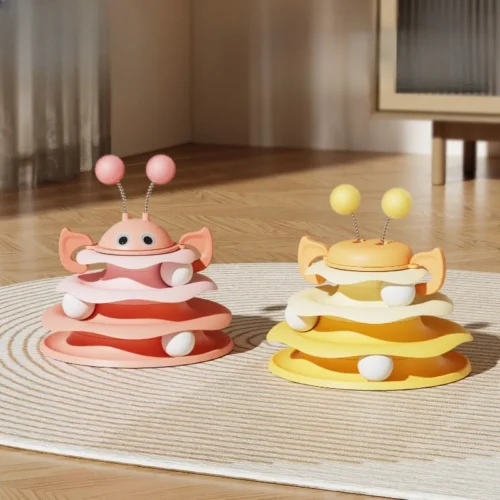 1pcs Cat toy little bee play plate spinning ball amusement ice cream funny relief artifact three layers to relieve boredom